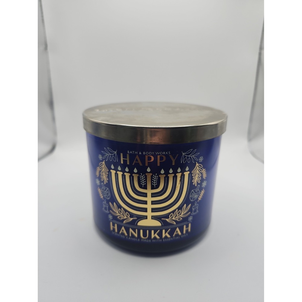 NEW Bath & Body Works HAPPY HANUKKAH Large Scented 3 Wick Candle 14.5 oz